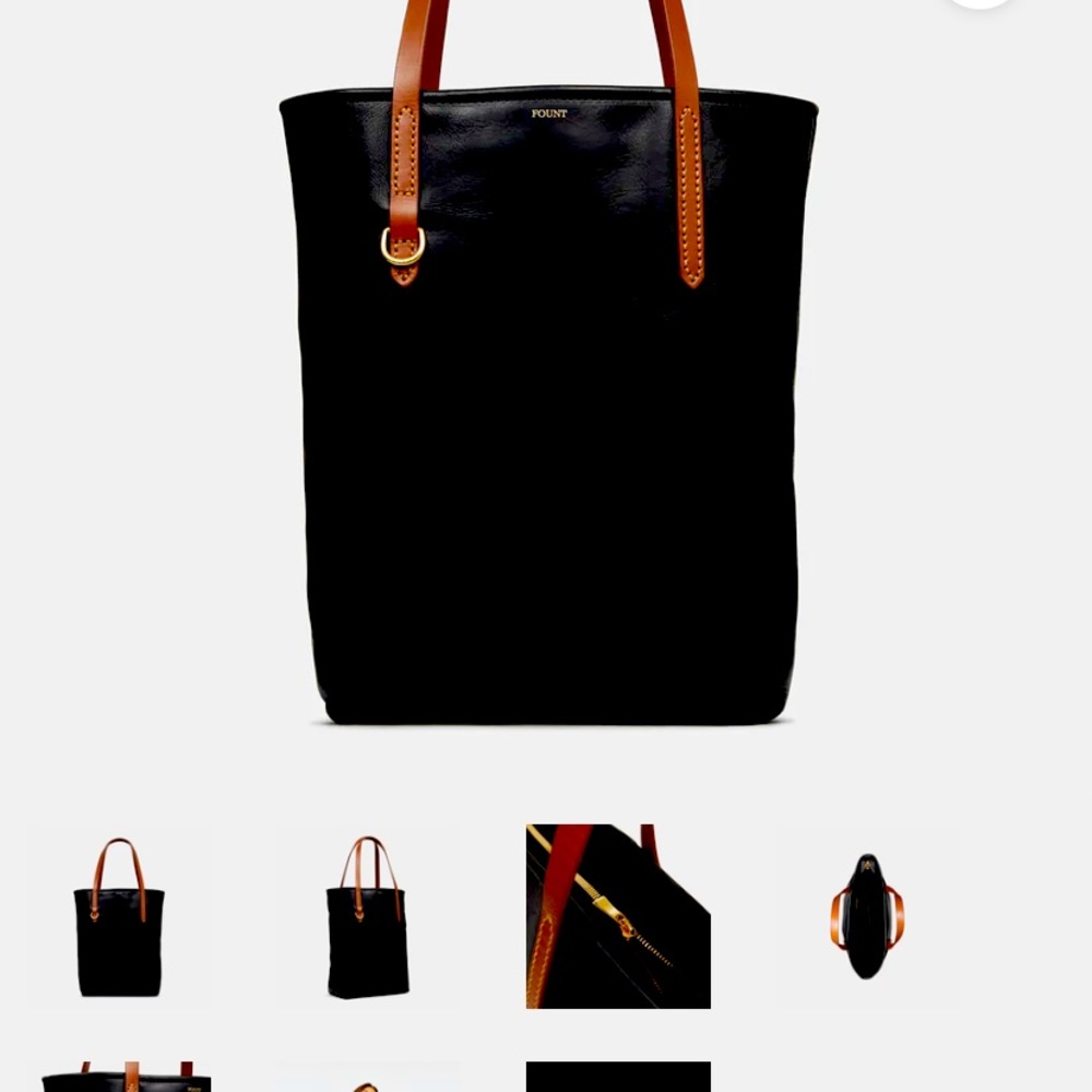 Fount Grand Bellfield Tote Leather - in Black